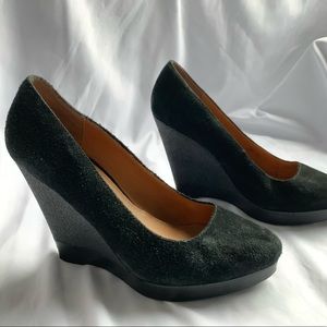 KORS by Michael Mors Black Suede Closed Toe Wedges
